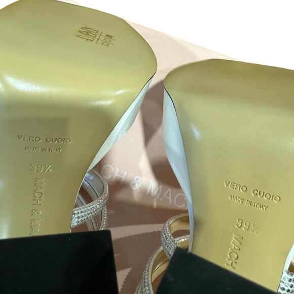 Revolve Mach & Mach White Sydney Embellished Satin Platform Sandals size 39.5 - Picture 10 of 11